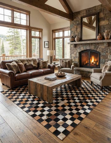 5' x 8' Cowhide Leather Rug