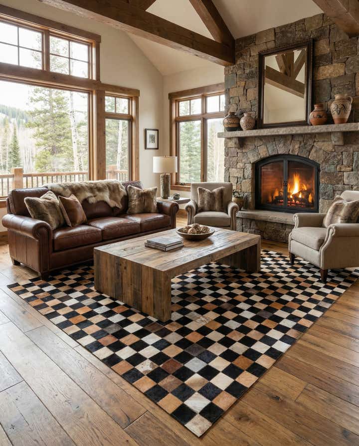 5' x 8' Cowhide Leather Rug