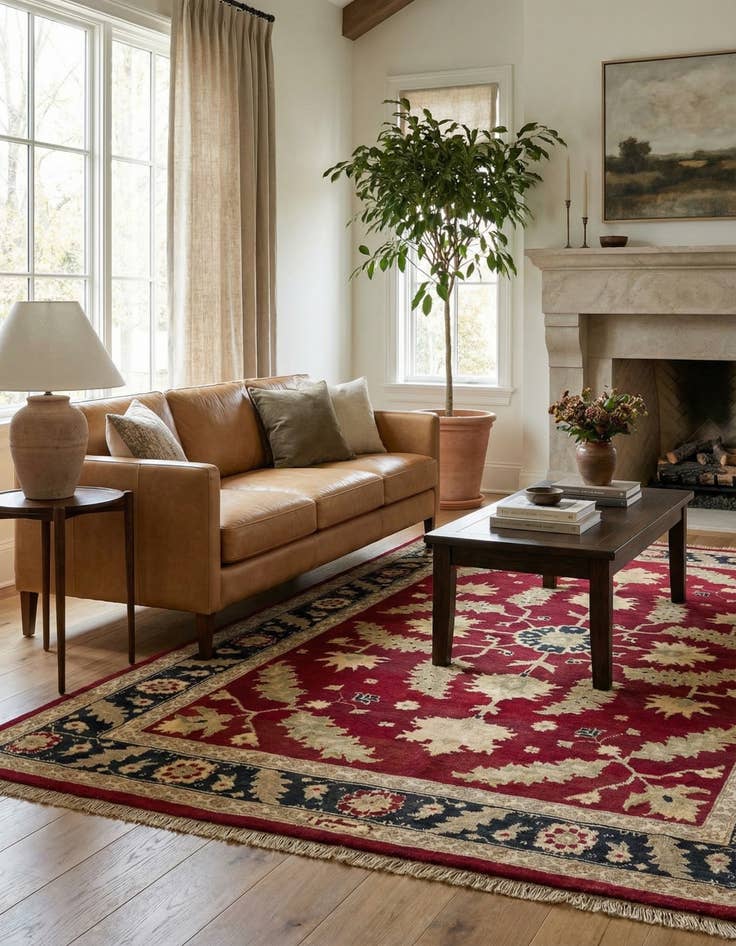 Detail image of 5' 1 x 7' 3  Hand Knotted Ziegler Wool Rug