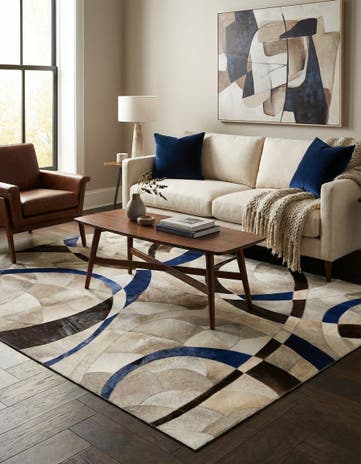 5' x 7' 2 Cowhide Leather Rug
