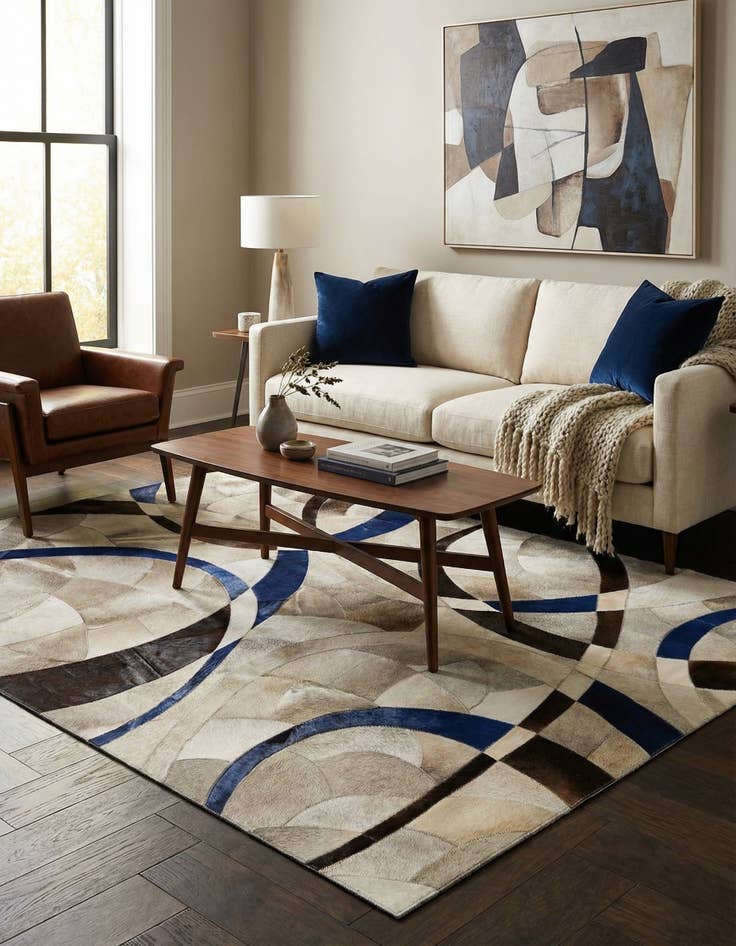 Detail image of 5' x 7' 2 Cowhide Leather Rug