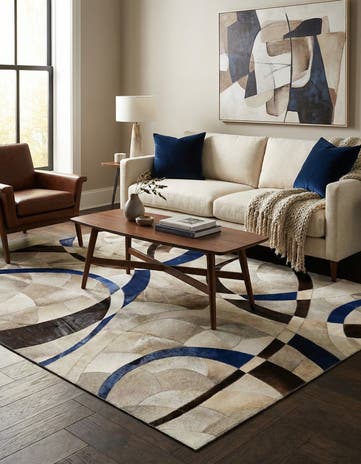 5' x 7' 2 Cowhide Leather Rug