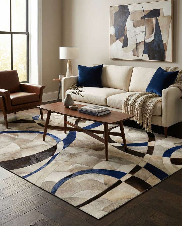 5' x 7' 2 Cowhide Leather Rug