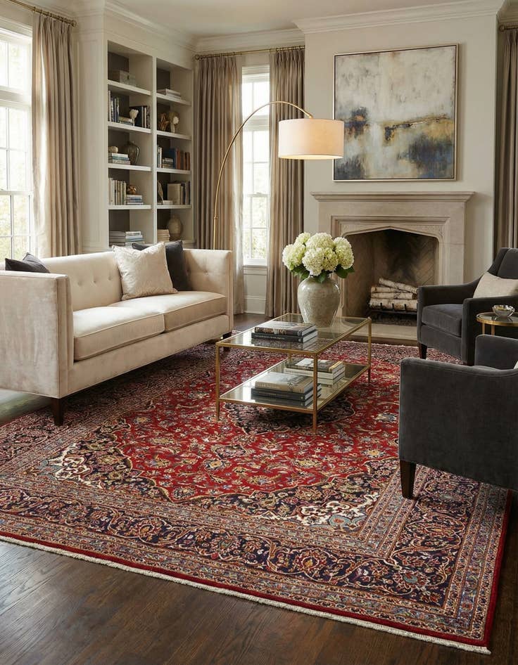 Detail image of 8' x 11' 4 Kashan Wool Rug