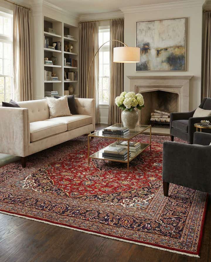 8' x 11' 4 Kashan Wool Rug