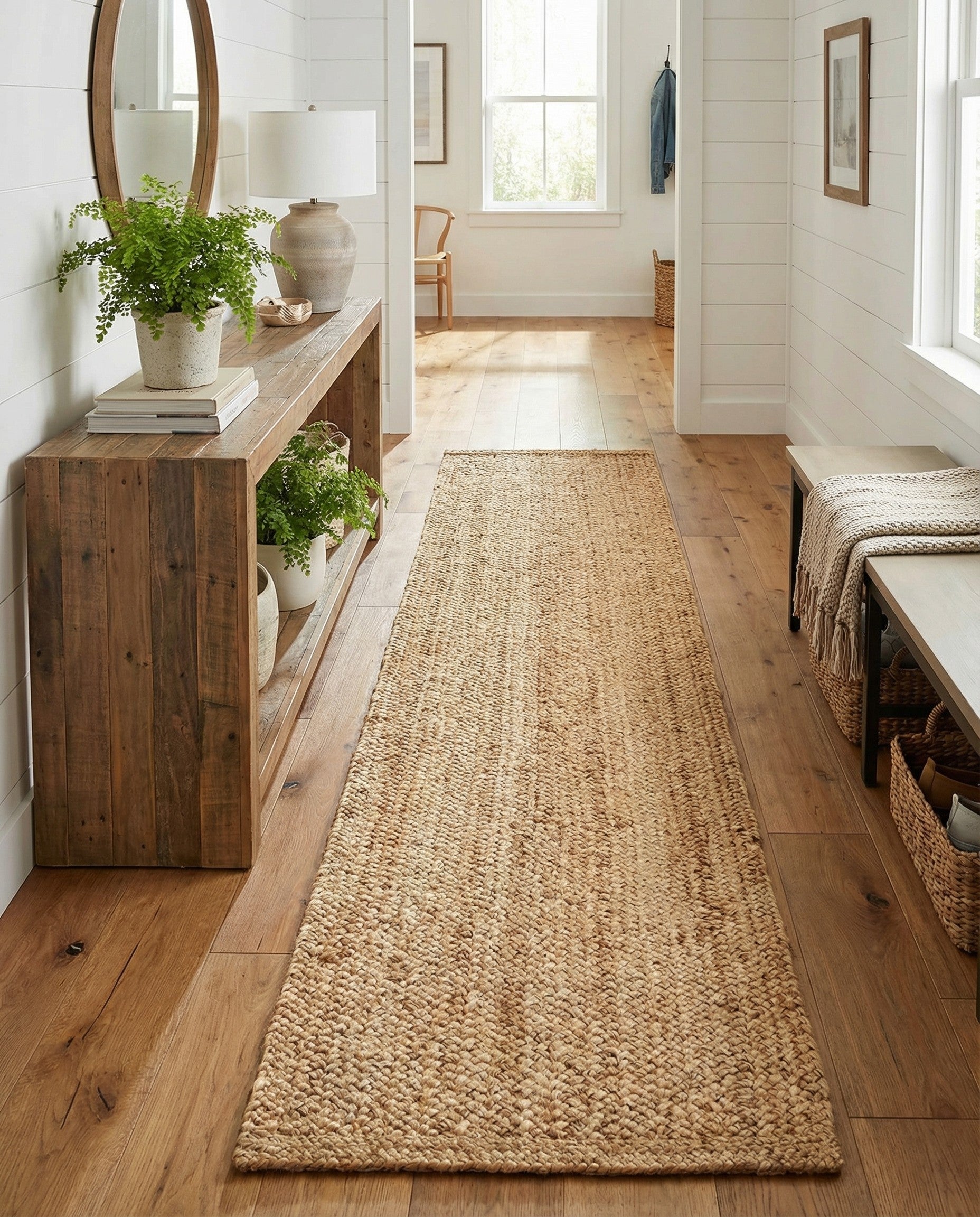  2' 7 x 16' 5  Hand Heirloom Braided Jute Runner Rug