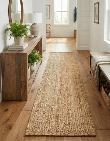 2' 7 x 16' 5 Handmade Heirloom Braided Jute Runner Rug