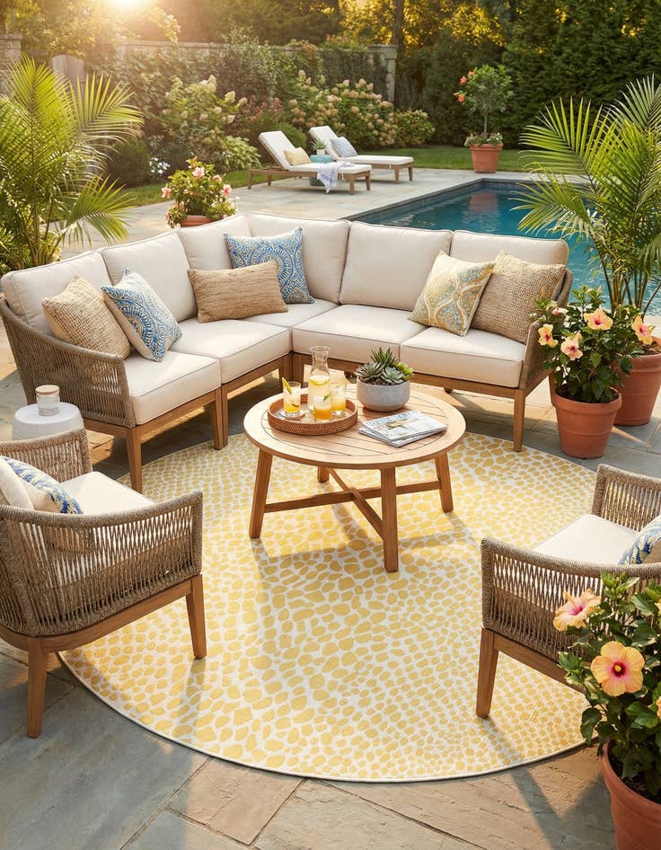 Detail image of 10' 8 x 10' 8 Easy-Clean Jill Zarin Cape Town Indoor / Outdoor Round Rug