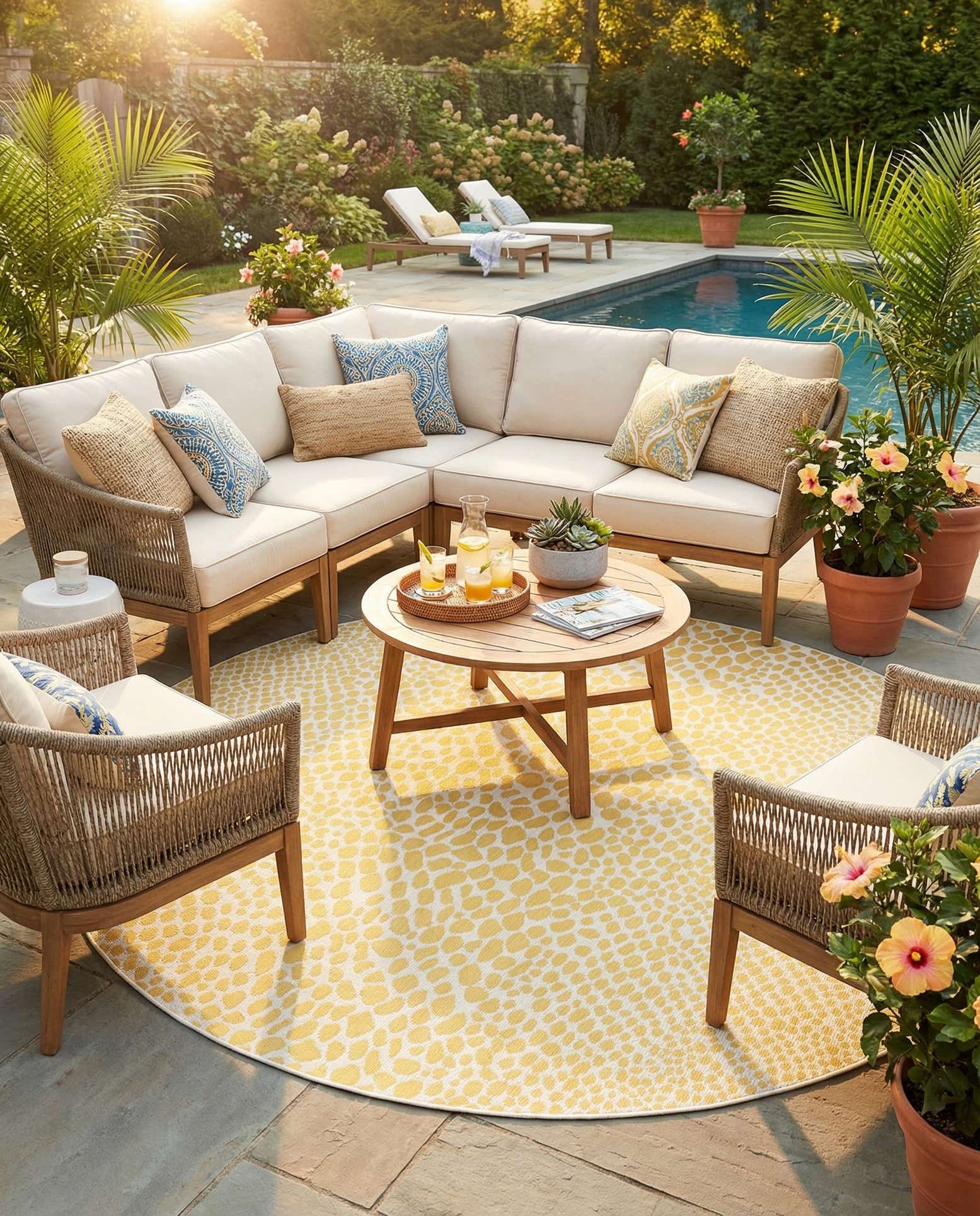 10' 8 x 10' 8 Easy-Clean Jill Zarin Cape Town Indoor / Outdoor Round Rug