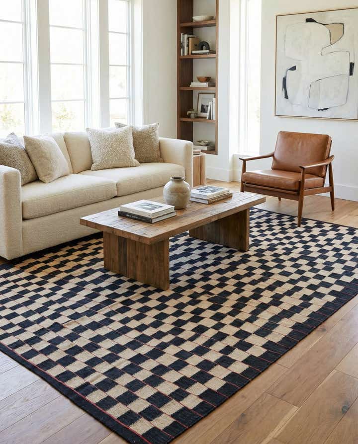 6' 9 x 9' 5 Hand Woven Kilim Modern Wool Rug