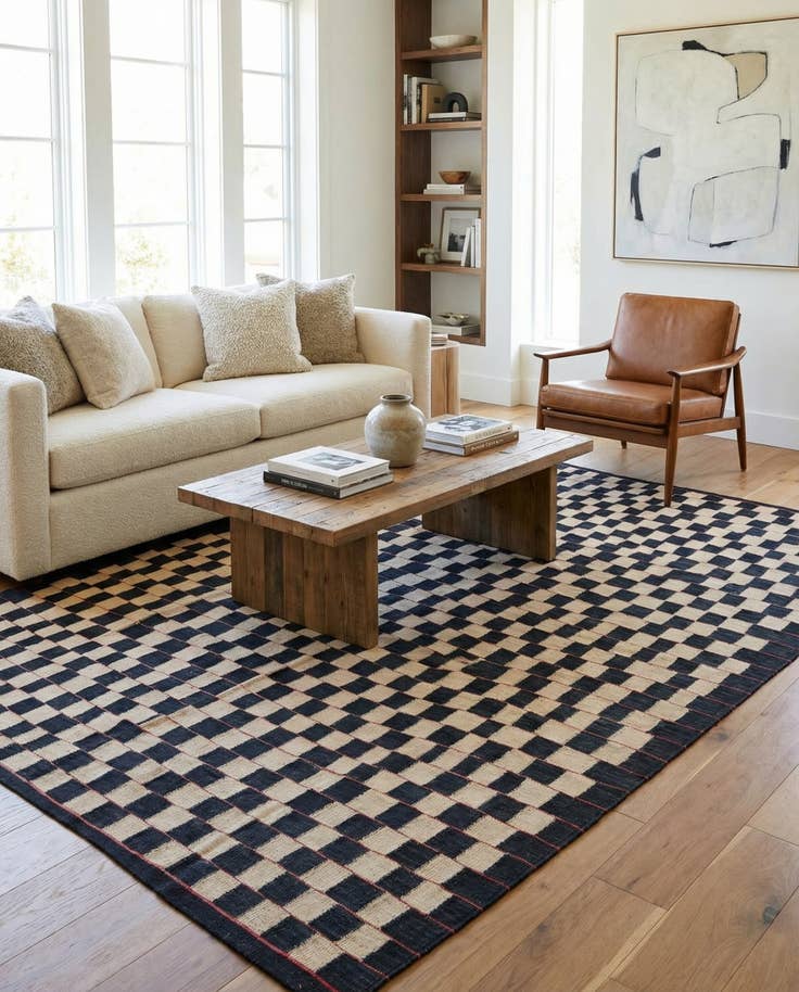 Detail image of 6' 9 x 9' 5 Hand Woven Kilim Modern Wool Rug