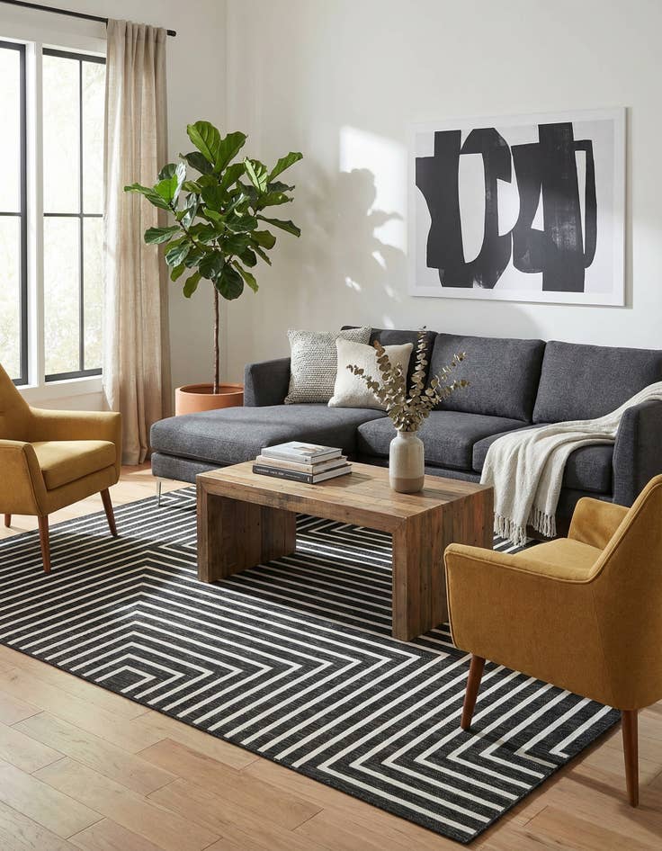 Detail image of  7' x 10'  Washable Modern Indoor / Outdoor Rug