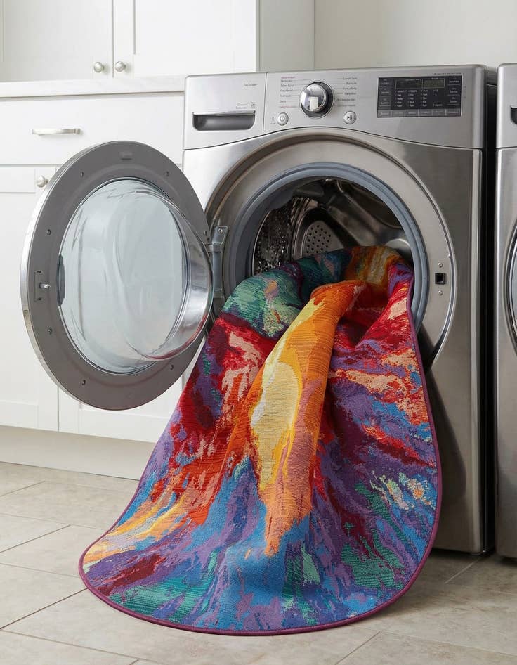 Detail image of 4' x 6'  Washable Modern Indoor / Outdoor Oval Rug