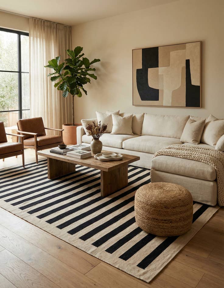 Detail image of 6' 8 x 9' 10  Hand Woven Kilim Modern Wool Rug