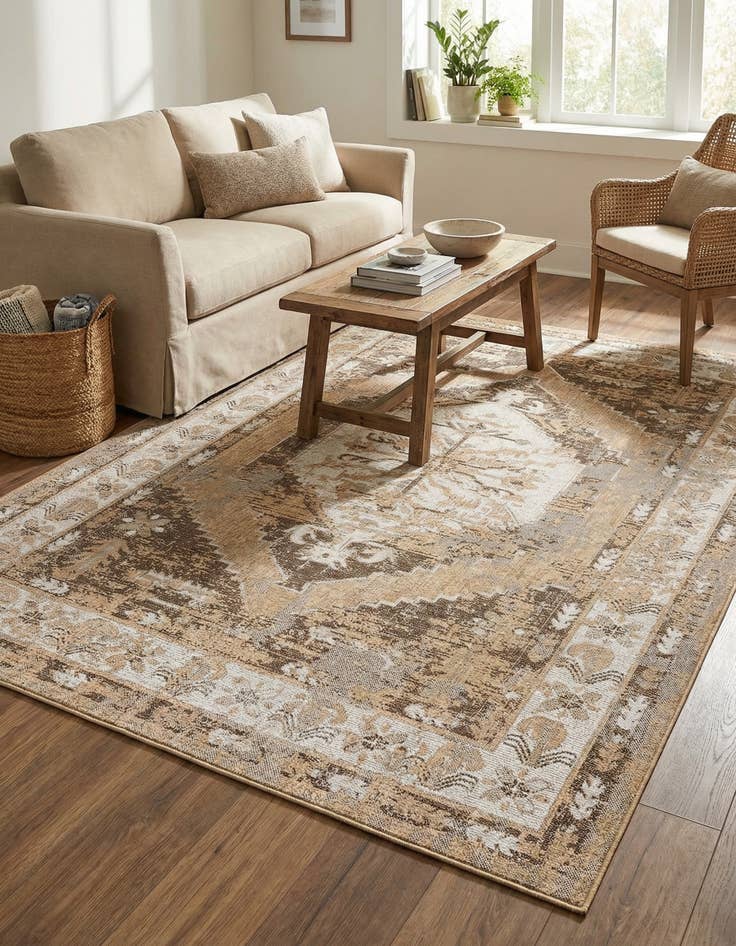 Detail image of 7' x 10'  Washable Traditional Indoor / Outdoor Rug