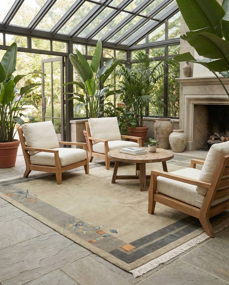 Detail image of 6' 8 x 6' 11 Hand Knotted Nepal Wool Square Rug