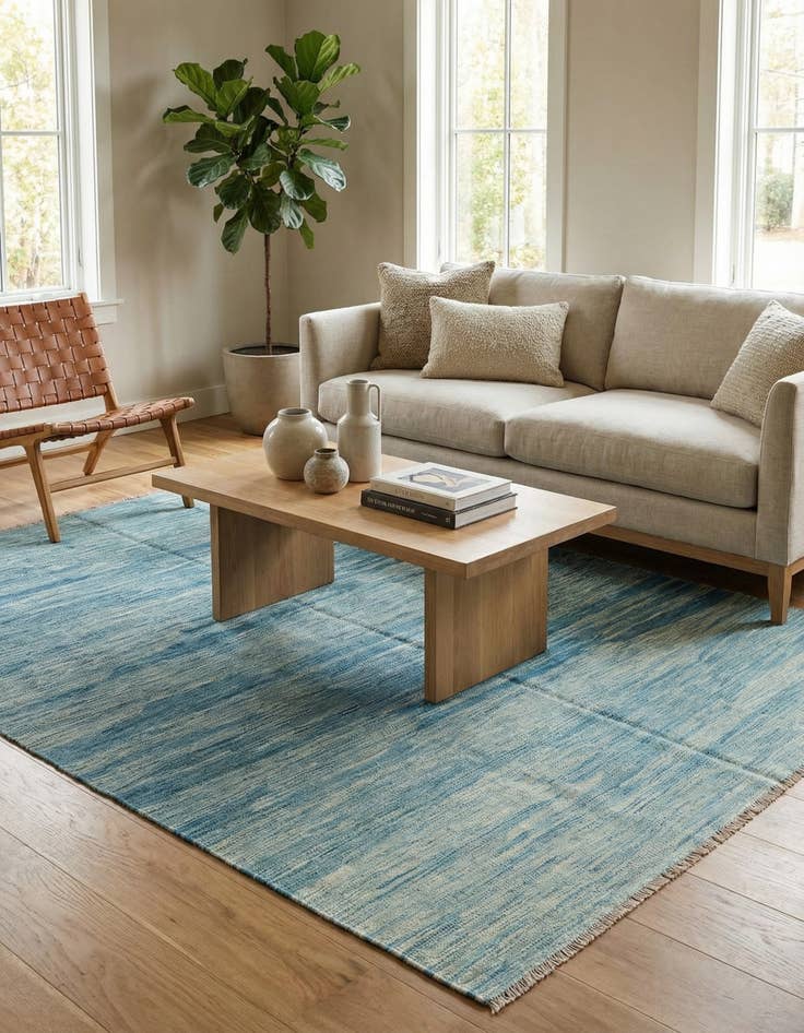 Detail image of  5' 6 x 8'  Hand Woven Kilim Modern Wool Rug