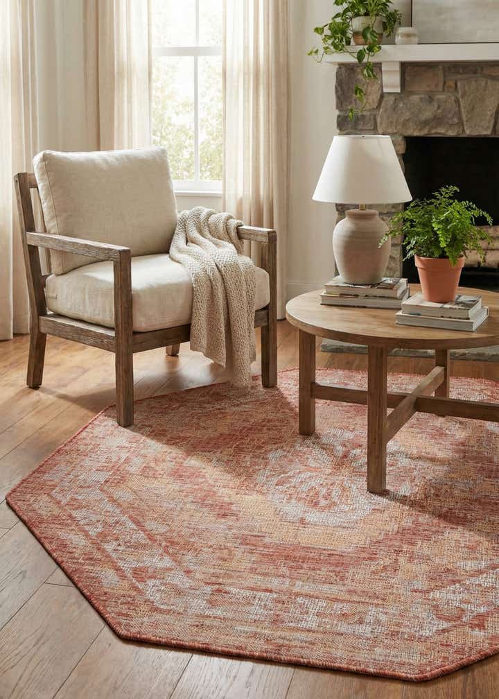5' 3 x 5' 3 Easy-Clean Traditional Indoor / Outdoor Octagon Rug