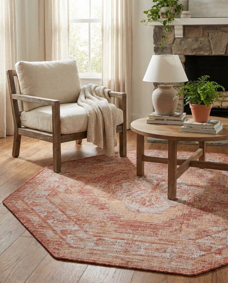 Detail image of 5' 3 x 5' 3 Easy-Clean Traditional Indoor / Outdoor Octagon Rug