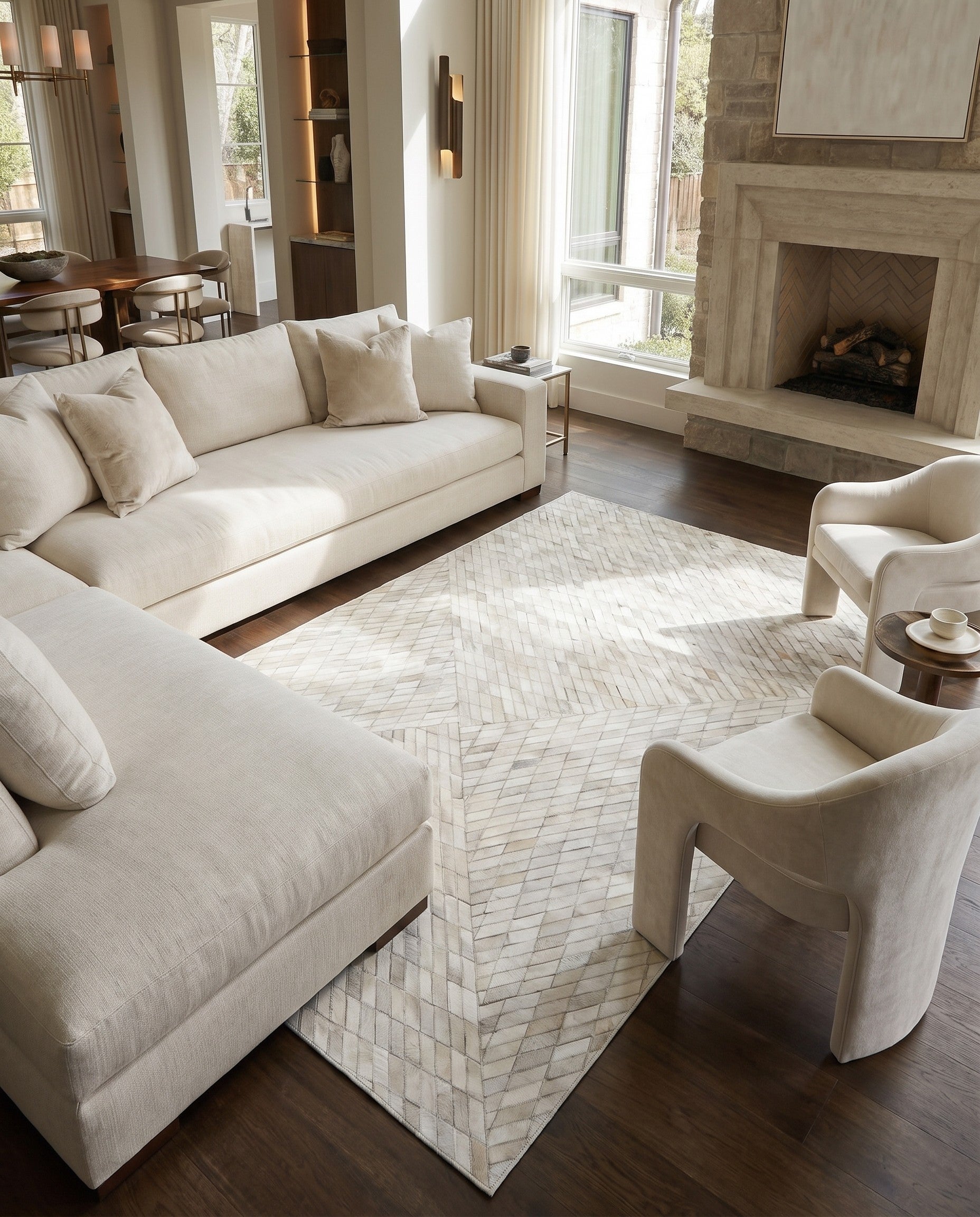 5' x 7' 9 Cowhide Leather Rug