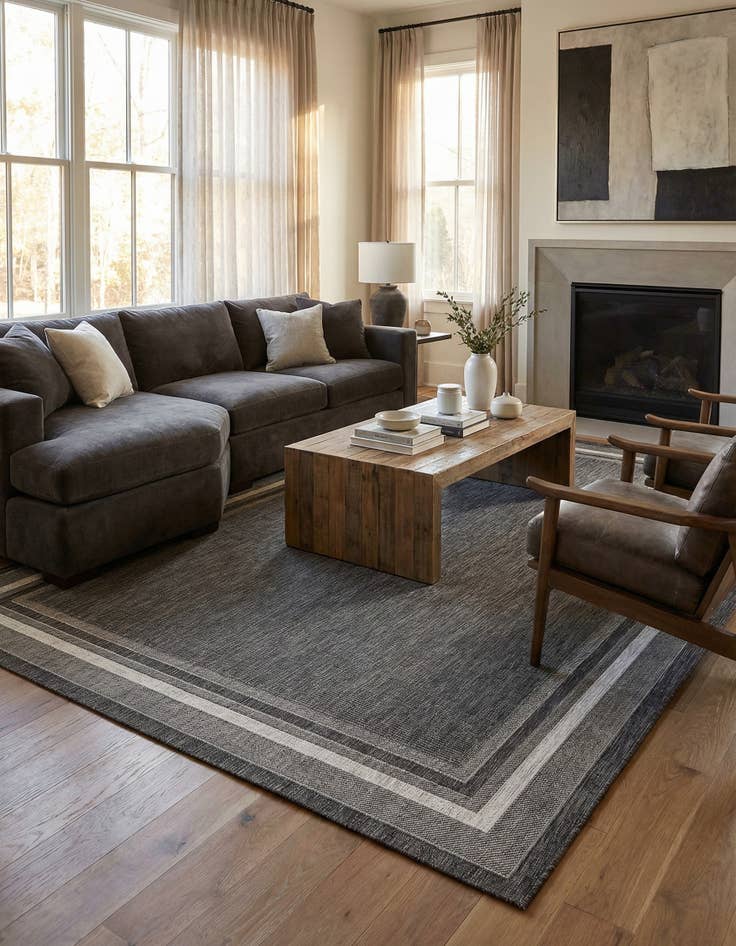 Detail image of  10' x 14'  Washable Border Indoor / Outdoor Rug