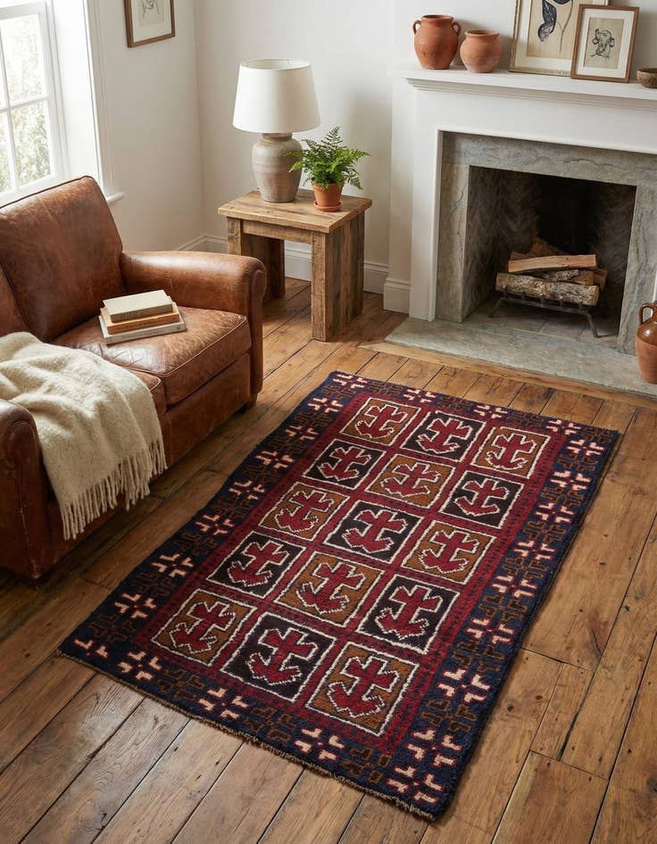 Detail image of 2' 10 x 4' 8  Hand Knotted Balouch Persian Wool Rug