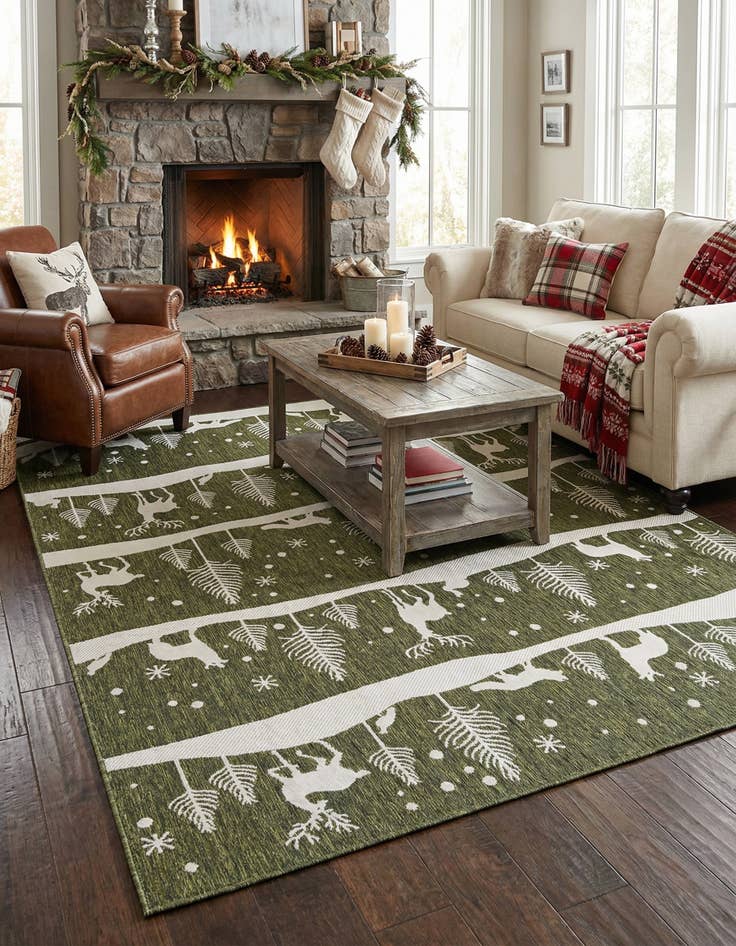 Detail image of 7' 10 x 10'  Washable Holiday Indoor / Outdoor Rug