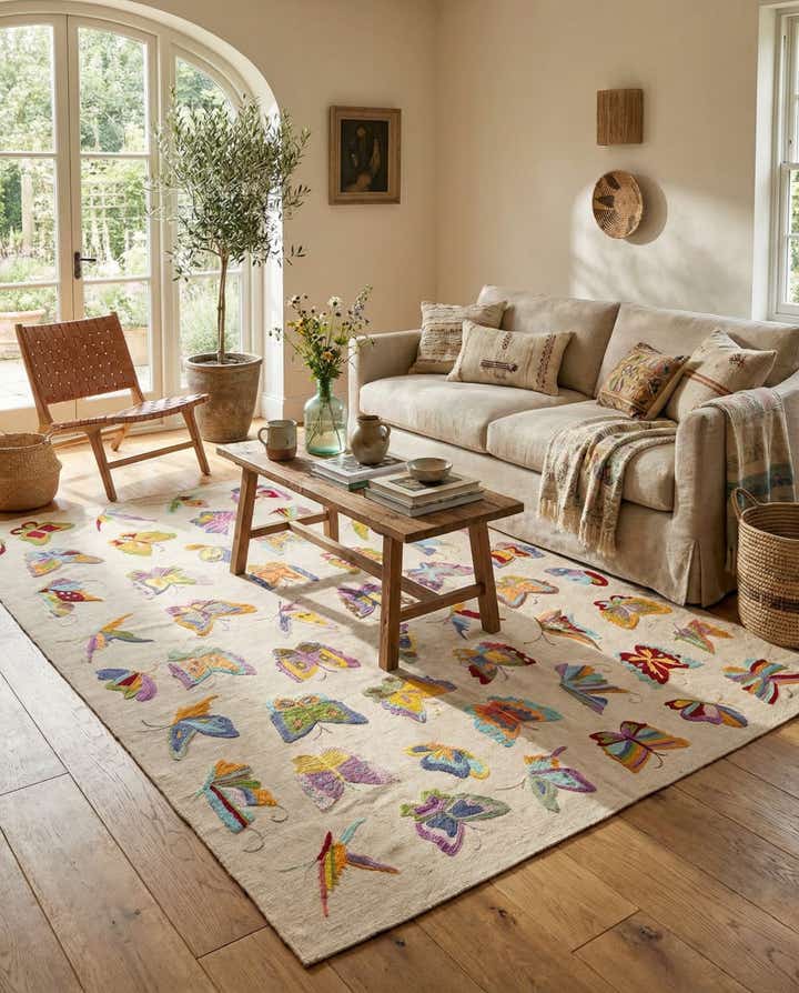 5' 8 x 7' 3 Hand Woven Kilim Suzani Wool Rug