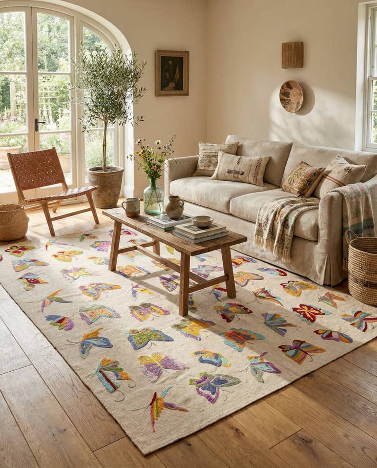 Detail image of 5' 8 x 7' 3 Hand Woven Kilim Suzani Wool Rug