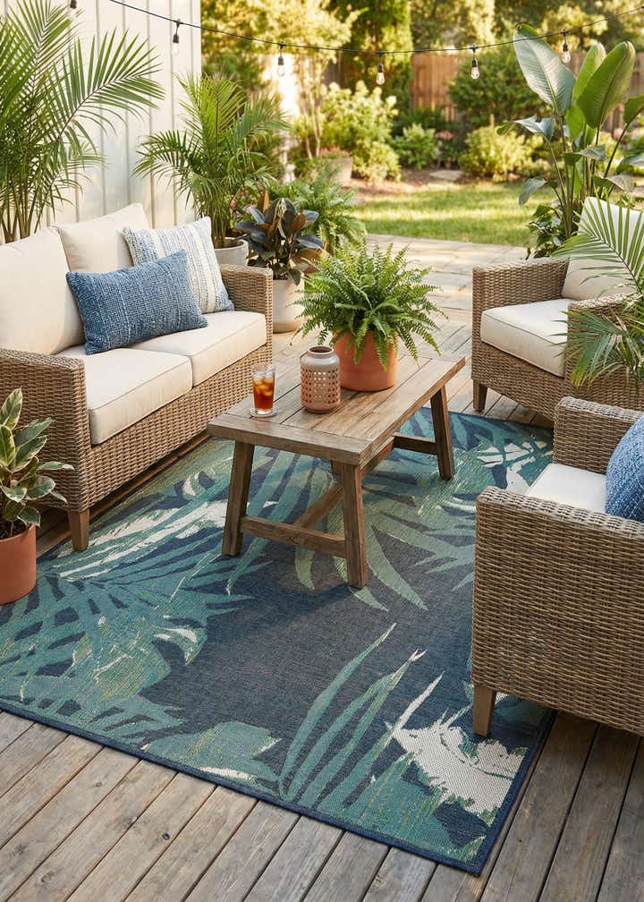 7' 10 x 7' 10 Easy-Clean Baja Indoor / Outdoor Square Rug