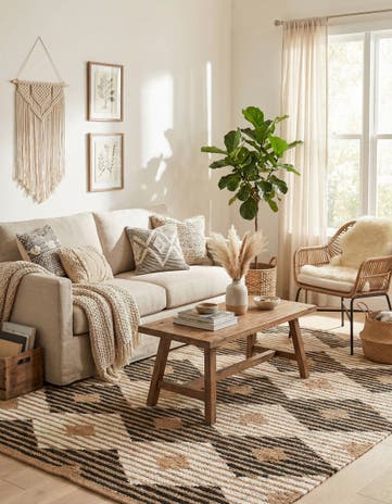 6' 1 x 9' Hand Woven Chindi Jute Rug
