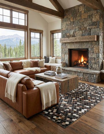 5' x 8' Cowhide Leather Rug