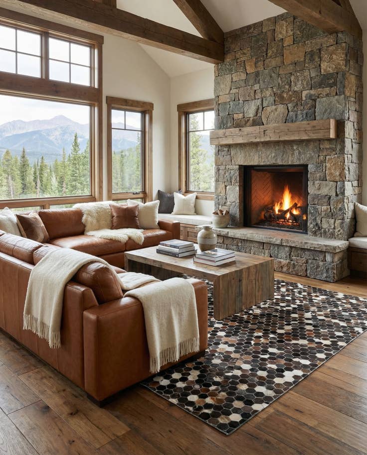 Detail image of 5' x 8' Cowhide Leather Rug