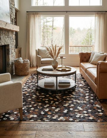 5' x 7' 9 Cowhide Leather Rug