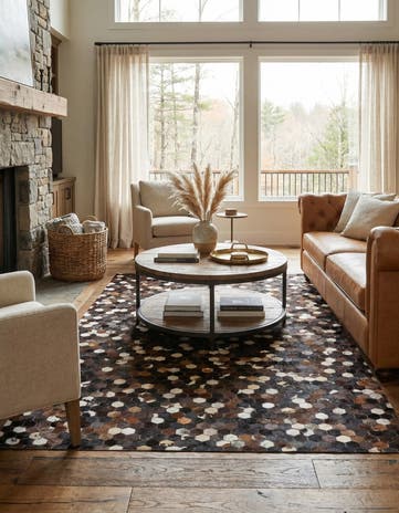 5' x 7' 9 Cowhide Leather Rug