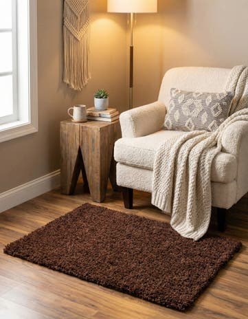 Chocolate Brown Solid Shag Rug