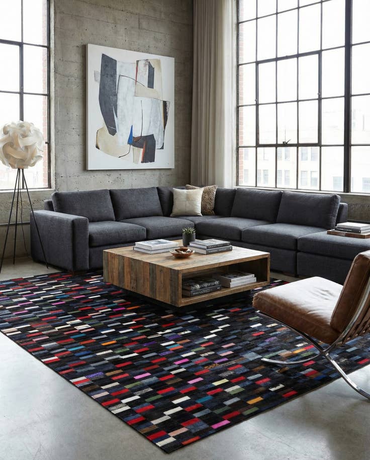 Detail image of 5' 2 x 7' 11 Cowhide - Patchwork Rug