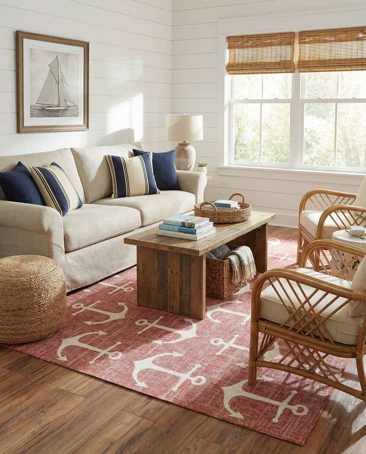 7' 10 x 7' 10 Easy-Clean Coastal Indoor / Outdoor Square Rug