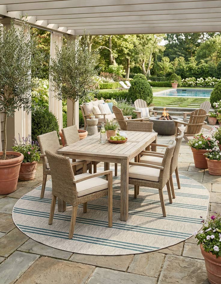 Detail image of  7' 10 x 10'  Washable Jill Zarin Anguilla Indoor / Outdoor Oval Rug