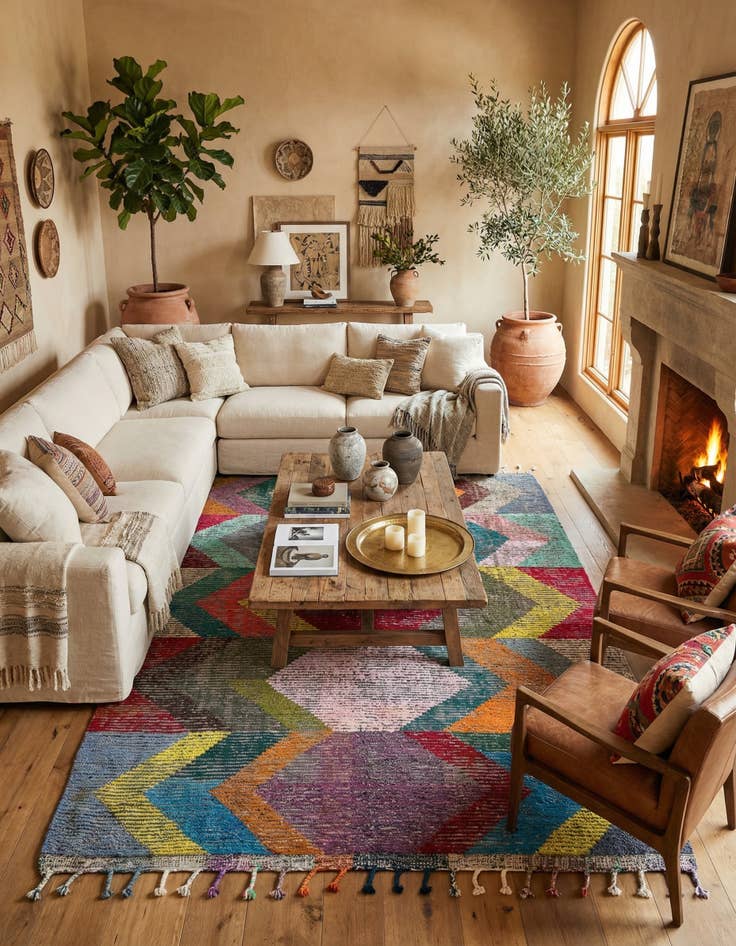 Detail image of 8' 2 x 11' Hand Knotted Moroccan Wool Rug