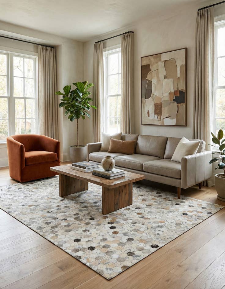 Detail image of 5' 1 x 8' Cowhide Stocks Rug