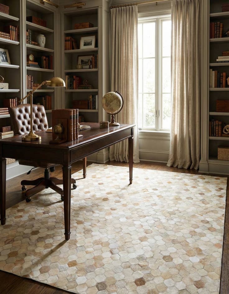 Detail image of 4' 6 x 6' 7 Cowhide Stocks Rug