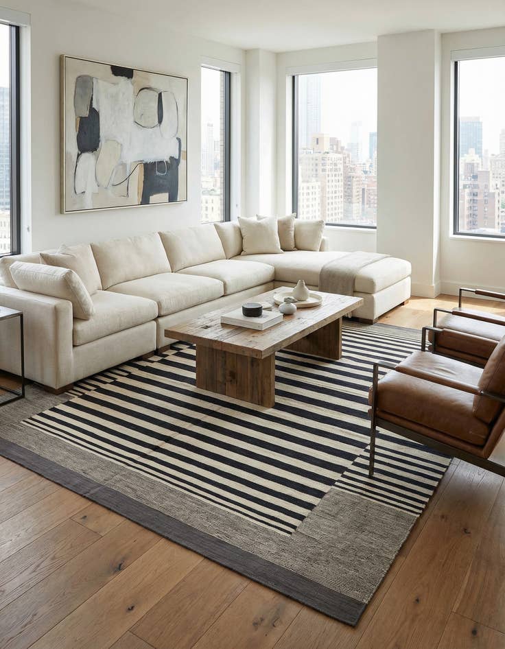 Detail image of 8' 6 x 9' 3  Hand Woven Kilim Modern Wool Rug