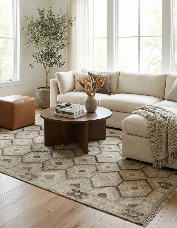 Detail image of 5' 6 x 8' 5  Hand Woven Kilim Modern Wool Rug