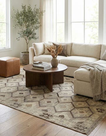 5' 6 x 8' 5 Hand Woven Kilim Modern Wool Rug