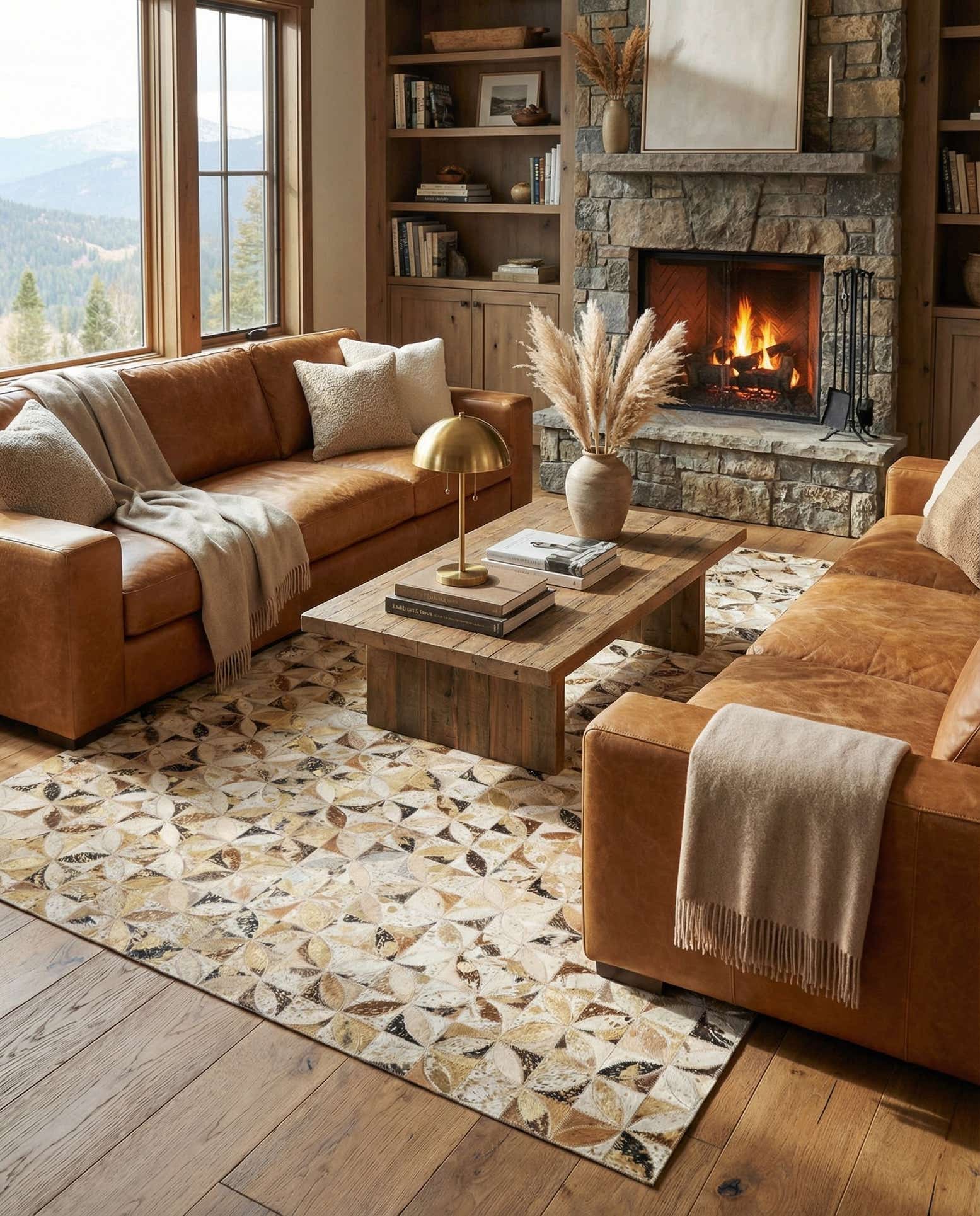 5' x 7' 9 Cowhide Leather Rug