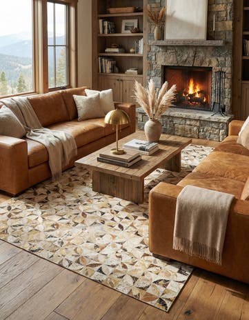 5' x 7' 9 Cowhide Leather Rug