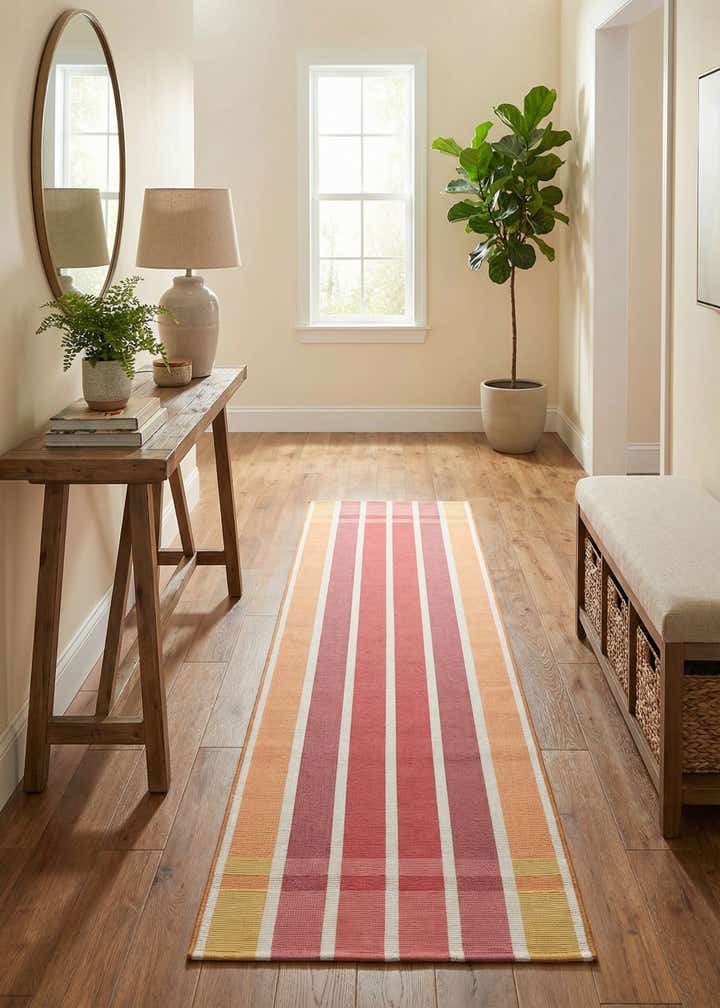 2' x 6' Easy-Clean Striped Indoor / Outdoor Runner Rug