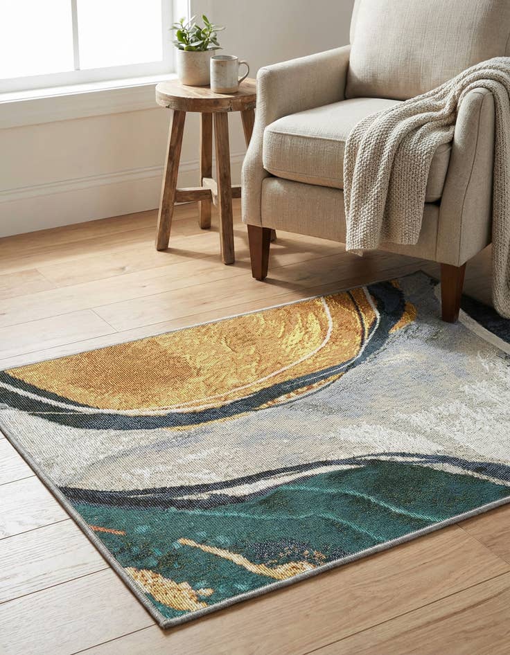 Detail image of  2' x 3' 1  Washable Modern Indoor / Outdoor Rug