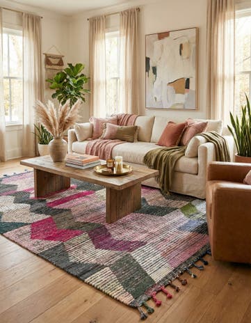 5' 7 x 9' Hand Knotted Moroccan Wool Rug